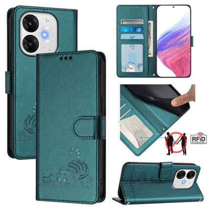 Cat Rat Embossed Pattern RFID Leather Phone Case with Lanyard, For itel Power 70, For itel A80 4G, For itel A50C, For itel A50