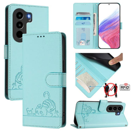 Cat Rat Embossed Pattern RFID Leather Phone Case with Lanyard, For itel Power 70, For itel A80 4G, For itel A50C, For itel A50