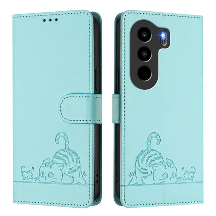 Cat Rat Embossed Pattern RFID Leather Phone Case with Lanyard, For itel Power 70, For itel A80 4G, For itel A50C, For itel A50