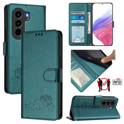 Cat Rat Embossed Pattern RFID Leather Phone Case with Lanyard, For itel Power 70, For itel A80 4G, For itel A50C, For itel A50