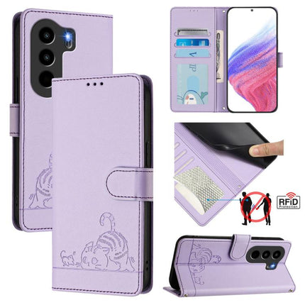 Cat Rat Embossed Pattern RFID Leather Phone Case with Lanyard, For itel Power 70, For itel A80 4G, For itel A50C, For itel A50