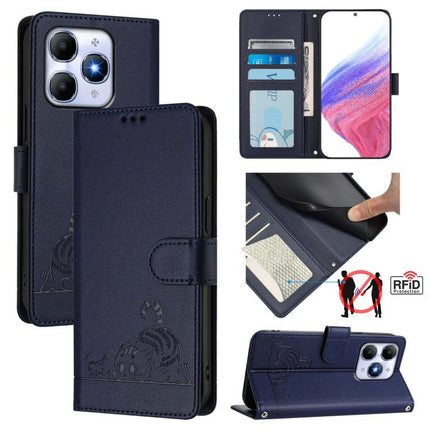 Cat Rat Embossed Pattern RFID Leather Phone Case with Lanyard, For itel A200 / A200+ 4G Global, For Itel A95 5G, For Itel A90, For Itel City 100