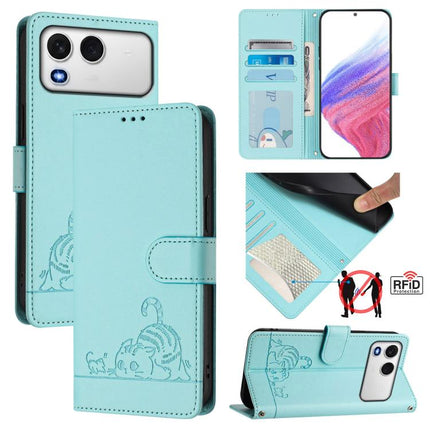Cat Rat Embossed Pattern RFID Leather Phone Case with Lanyard, For itel A200 / A200+ 4G Global, For Itel A95 5G, For Itel A90, For Itel City 100