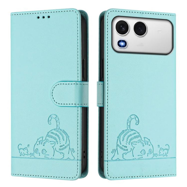 Cat Rat Embossed Pattern RFID Leather Phone Case with Lanyard, For itel A200 / A200+ 4G Global, For Itel A95 5G, For Itel A90, For Itel City 100