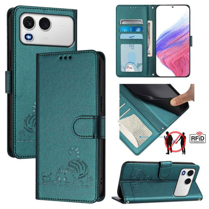 Cat Rat Embossed Pattern RFID Leather Phone Case with Lanyard, For itel A200 / A200+ 4G Global, For Itel A95 5G, For Itel A90, For Itel City 100