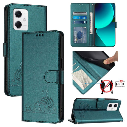 Cat Rat Embossed Pattern RFID Leather Phone Case with Lanyard, For Xiaomi Redmi Note 12 5G Global, For Xiaomi POCO X5, For Xiaomi Redmi Note 12 Turbo 5G, For Xiaomi POCO F5 Pro