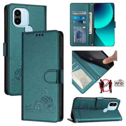 Cat Rat Embossed Pattern RFID Leather Phone Case with Lanyard, For Xiaomi POCO C50 4G, For Xiaomi Redmi A2+ / POCO C51, For Xiaomi Redmi Note 12 Pro 4G Global, For Xiaomi Redmi Note 12 4G Global