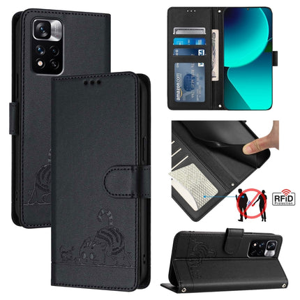 Cat Rat Embossed Pattern RFID Leather Phone Case with Lanyard, For Xiaomi POCO C50 4G, For Xiaomi Redmi A2+ / POCO C51, For Xiaomi Redmi Note 12 Pro 4G Global, For Xiaomi Redmi Note 12 4G Global