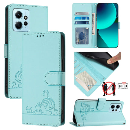 Cat Rat Embossed Pattern RFID Leather Phone Case with Lanyard, For Xiaomi POCO C50 4G, For Xiaomi Redmi A2+ / POCO C51, For Xiaomi Redmi Note 12 Pro 4G Global, For Xiaomi Redmi Note 12 4G Global