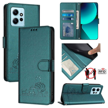 Cat Rat Embossed Pattern RFID Leather Phone Case with Lanyard, For Xiaomi POCO C50 4G, For Xiaomi Redmi A2+ / POCO C51, For Xiaomi Redmi Note 12 Pro 4G Global, For Xiaomi Redmi Note 12 4G Global