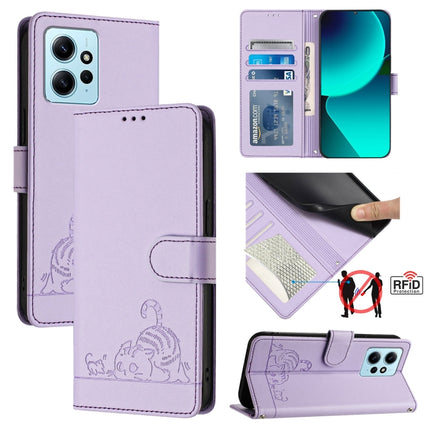 Cat Rat Embossed Pattern RFID Leather Phone Case with Lanyard, For Xiaomi POCO C50 4G, For Xiaomi Redmi A2+ / POCO C51, For Xiaomi Redmi Note 12 Pro 4G Global, For Xiaomi Redmi Note 12 4G Global