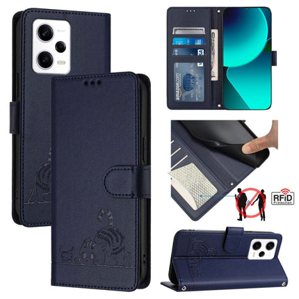 Cat Rat Embossed Pattern RFID Leather Phone Case with Lanyard, For Xiaomi Redmi A1 4G Global, For Xiaomi Redmi Note 12 Pro+ 5G Global, For Xiaomi Redmi Note 12 Pro Speed, For Xiaomi Redmi Note 12 Pro 5G Global