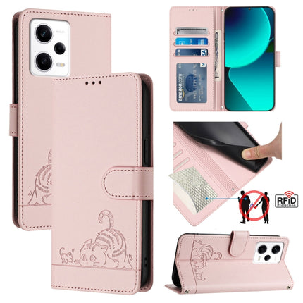 Cat Rat Embossed Pattern RFID Leather Phone Case with Lanyard, For Xiaomi POCO X5 Pro, For Xiaomi Redmi 12C / Redmi 11A, For Xiaomi Redmi K60 / K60 Pro, For Xiaomi Redmi 10 5G