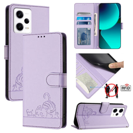 Cat Rat Embossed Pattern RFID Leather Phone Case with Lanyard, For Xiaomi POCO X5 Pro, For Xiaomi Redmi 12C / Redmi 11A, For Xiaomi Redmi K60 / K60 Pro, For Xiaomi Redmi 10 5G