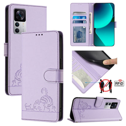 Cat Rat Embossed Pattern RFID Leather Phone Case with Lanyard, For Xiaomi Redmi 10 Prime+ 5G India, For Xiaomi Redmi Note 11R, For Xiaomi Redmi K50 Ultra, For  Xiaomi 12T / 12T Pro