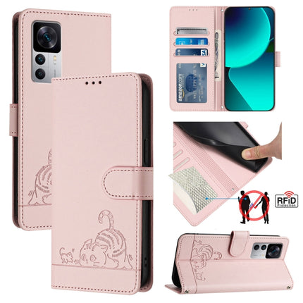 Cat Rat Embossed Pattern RFID Leather Phone Case with Lanyard, For Xiaomi Redmi 10 Prime+ 5G India, For Xiaomi Redmi Note 11R, For Xiaomi Redmi K50 Ultra, For  Xiaomi 12T / 12T Pro