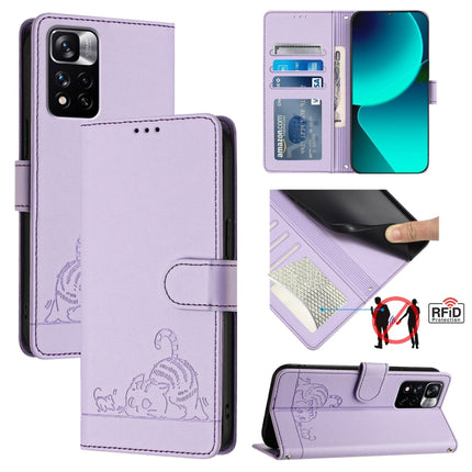 Cat Rat Embossed Pattern RFID Leather Phone Case with Lanyard, For Xiaomi Redmi Note 11 Pro+ 5G Global, For Xiaomi POCO X4 NFC 5G, For Xiaomi Redmi Note 11S 5G, For Xiaomi Redmi 10A