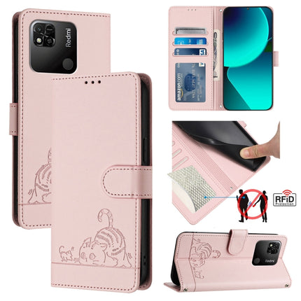 Cat Rat Embossed Pattern RFID Leather Phone Case with Lanyard, For Xiaomi Redmi Note 11 Pro+ 5G Global, For Xiaomi POCO X4 NFC 5G, For Xiaomi Redmi Note 11S 5G, For Xiaomi Redmi 10A
