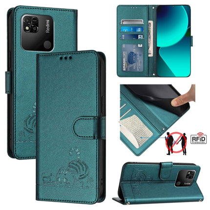 Cat Rat Embossed Pattern RFID Leather Phone Case with Lanyard, For Xiaomi Redmi Note 11 Pro+ 5G Global, For Xiaomi POCO X4 NFC 5G, For Xiaomi Redmi Note 11S 5G, For Xiaomi Redmi 10A