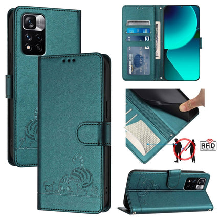 Cat Rat Embossed Pattern RFID Leather Phone Case with Lanyard, For Xiaomi Redmi Note 11 Pro+ 5G EU Version, For Xiaomi POCO M4 Pro 5G, For Xiaomi Redmi 9A / 9i / 9AT, For Xiaomi Redmi 9 Prime India