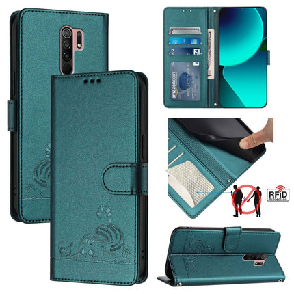 Cat Rat Embossed Pattern RFID Leather Phone Case with Lanyard, For Xiaomi Redmi Note 11 Pro+ 5G EU Version, For Xiaomi POCO M4 Pro 5G, For Xiaomi Redmi 9A / 9i / 9AT, For Xiaomi Redmi 9 Prime India