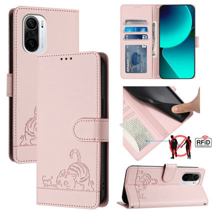 Cat Rat Embossed Pattern RFID Leather Phone Case with Lanyard, For Xiaomi Mi 11X / 11X Pro, For Xiaomi Redmi Note 10s 4G, For Xiaomi Redmi Note 10 Pro Max, For Xiaomi Redmi Note 10 Pro India