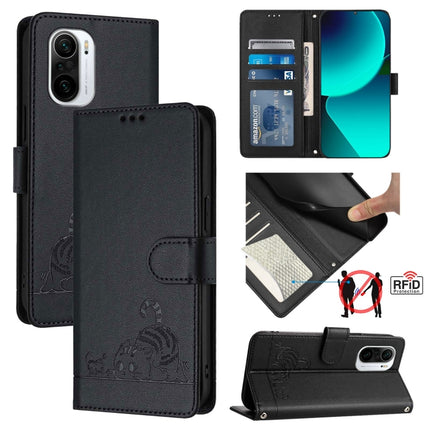 Cat Rat Embossed Pattern RFID Leather Phone Case with Lanyard, For Xiaomi Mi 11X / 11X Pro, For Xiaomi Redmi Note 10s 4G, For Xiaomi Redmi Note 10 Pro Max, For Xiaomi Redmi Note 10 Pro India