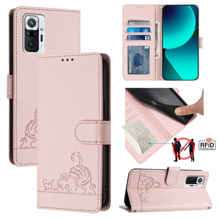 Cat Rat Embossed Pattern RFID Leather Phone Case with Lanyard, For Xiaomi Mi 11X / 11X Pro, For Xiaomi Redmi Note 10s 4G, For Xiaomi Redmi Note 10 Pro Max, For Xiaomi Redmi Note 10 Pro India