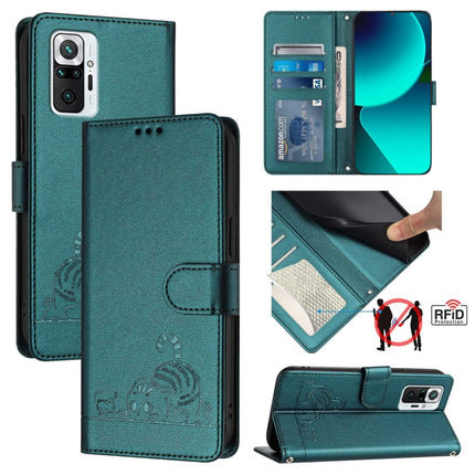 Cat Rat Embossed Pattern RFID Leather Phone Case with Lanyard, For Xiaomi Mi 11X / 11X Pro, For Xiaomi Redmi Note 10s 4G, For Xiaomi Redmi Note 10 Pro Max, For Xiaomi Redmi Note 10 Pro India