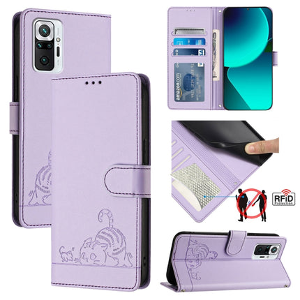 Cat Rat Embossed Pattern RFID Leather Phone Case with Lanyard, For Xiaomi Mi 11X / 11X Pro, For Xiaomi Redmi Note 10s 4G, For Xiaomi Redmi Note 10 Pro Max, For Xiaomi Redmi Note 10 Pro India