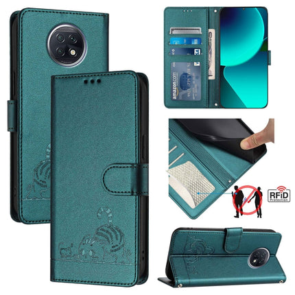 Cat Rat Embossed Pattern RFID Leather Phone Case with Lanyard, For Xiaomi Redmi 9T Global, For Xiaomi POCO M3, For Xiaomi Redmi Note 9T Global, For Xiaomi Redmi Note 9 4G Global