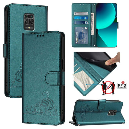 Cat Rat Embossed Pattern RFID Leather Phone Case with Lanyard, For Xiaomi Redmi 10X 4G, For Xiaomi Redmi Note 9S  4G, For Xiaomi Redmi Note 9 Pro Max 4G, For Xiaomi POCO M2 Pro