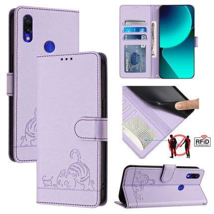 Cat Rat Embossed Pattern RFID Leather Phone Case with Lanyard, For Xiaomi Redmi Note 8 Pro, For Xiaomi Redmi Note 7 / 7S, For Xiaomi Redmi Note 7 Pro