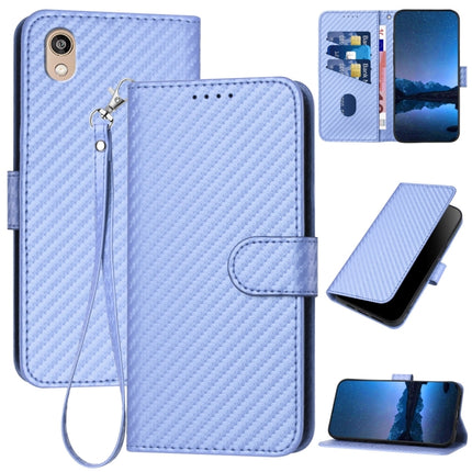 YX0070 Carbon Fiber Buckle Leather Phone Case with Lanyard, For Honor 8S