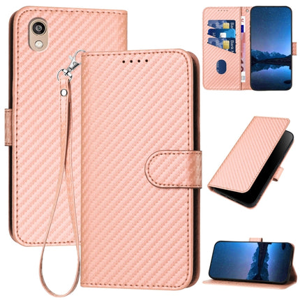 YX0070 Carbon Fiber Buckle Leather Phone Case with Lanyard, For Honor 8S