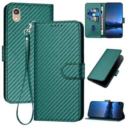 YX0070 Carbon Fiber Buckle Leather Phone Case with Lanyard, For Honor 8S