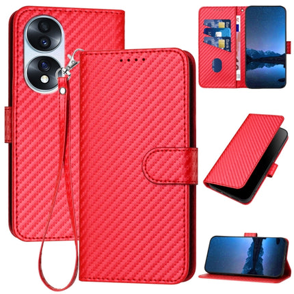YX0070 Carbon Fiber Buckle Leather Phone Case with Lanyard, For Honor 70, For Honor X8 4G / X30i / Play6T Pro, For Honor X7 4G / Play 30 Plus