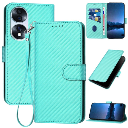 YX0070 Carbon Fiber Buckle Leather Phone Case with Lanyard, For Honor 70, For Honor X8 4G / X30i / Play6T Pro, For Honor X7 4G / Play 30 Plus