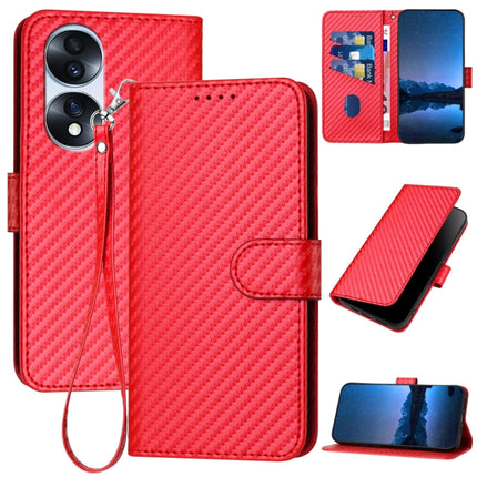 YX0070 Carbon Fiber Buckle Leather Phone Case with Lanyard, For Honor X40 5G / X9a 5G / Magic5 Lite, For Honor X8 5G, For Honor 70 Pro / 70 Pro+
