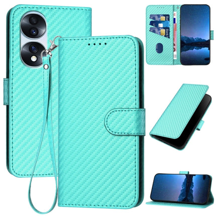 YX0070 Carbon Fiber Buckle Leather Phone Case with Lanyard, For Honor X40 5G / X9a 5G / Magic5 Lite, For Honor X8 5G, For Honor 70 Pro / 70 Pro+