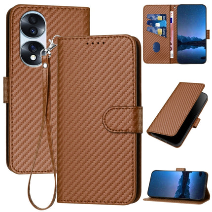 YX0070 Carbon Fiber Buckle Leather Phone Case with Lanyard, For Honor X40 5G / X9a 5G / Magic5 Lite, For Honor X8 5G, For Honor 70 Pro / 70 Pro+