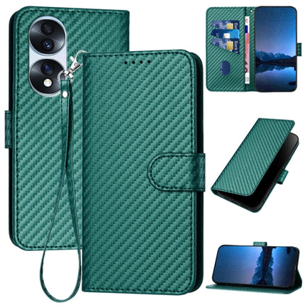 YX0070 Carbon Fiber Buckle Leather Phone Case with Lanyard, For Honor X40 5G / X9a 5G / Magic5 Lite, For Honor X8 5G, For Honor 70 Pro / 70 Pro+