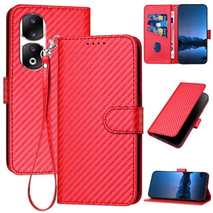 YX0070 Carbon Fiber Buckle Leather Phone Case with Lanyard, For Honor 90 Pro, For Honor 90, For Honor Magic5 Pro
