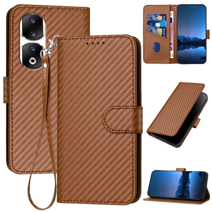 YX0070 Carbon Fiber Buckle Leather Phone Case with Lanyard, For Honor 90 Pro, For Honor 90, For Honor Magic5 Pro