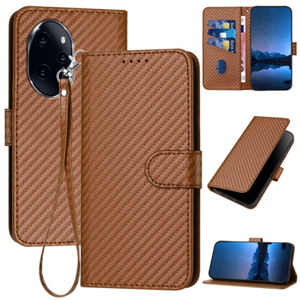 YX0070 Carbon Fiber Buckle Leather Phone Case with Lanyard, For Honor 100 Pro, For Honor 100, For Honor X50i+