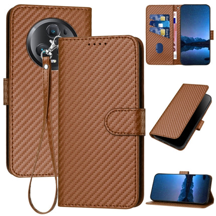 YX0070 Carbon Fiber Buckle Leather Phone Case with Lanyard, For Honor 90 Pro, For Honor 90, For Honor Magic5 Pro