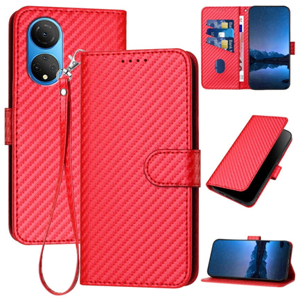 YX0070 Carbon Fiber Buckle Leather Phone Case with Lanyard, For Honor 70, For Honor X8 4G / X30i / Play6T Pro, For Honor X7 4G / Play 30 Plus