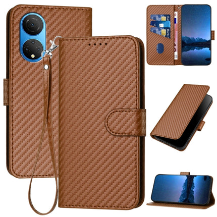YX0070 Carbon Fiber Buckle Leather Phone Case with Lanyard, For Honor 70, For Honor X8 4G / X30i / Play6T Pro, For Honor X7 4G / Play 30 Plus