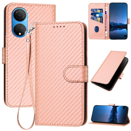 YX0070 Carbon Fiber Buckle Leather Phone Case with Lanyard, For Honor 70, For Honor X8 4G / X30i / Play6T Pro, For Honor X7 4G / Play 30 Plus