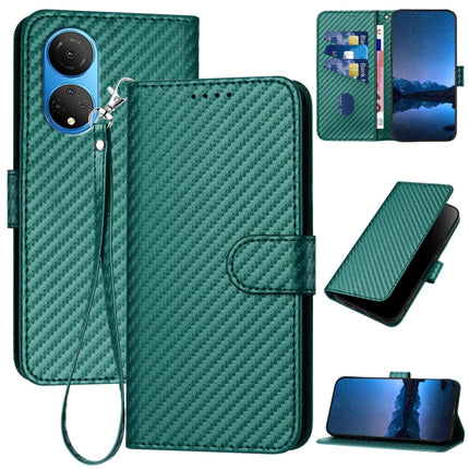 YX0070 Carbon Fiber Buckle Leather Phone Case with Lanyard, For Honor 70, For Honor X8 4G / X30i / Play6T Pro, For Honor X7 4G / Play 30 Plus